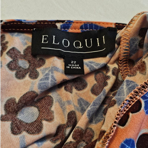 EUC ELOQUII Women's Floral Mock Neck Jersey Midi L/S Stretch Dress 22 - Picture 12 of 12